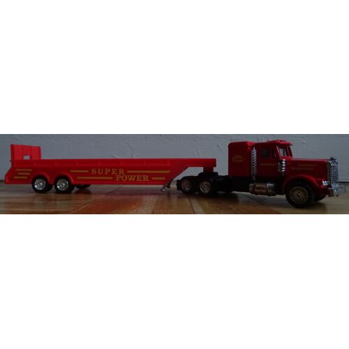 Camion Américain Truck Super Power Avec Remorque Porte Engins 30 X 4 Cm