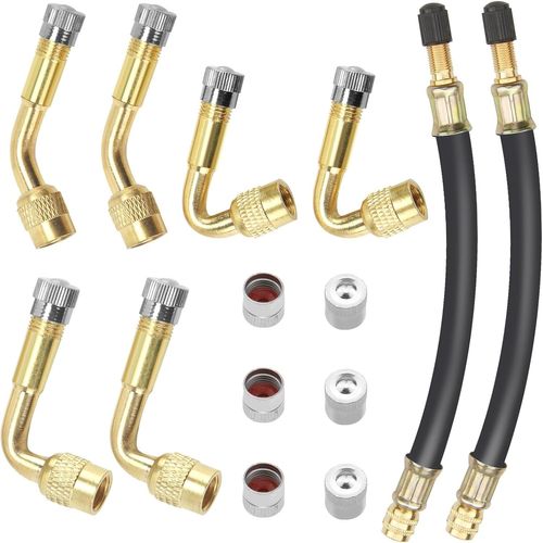 Epkh-Rallonge De Valve De Pneu En Cuivre Pour Voiture, Moto, Scooter, Adaptateur De Valve 45 90 135 Degrés Et Extensions Flexibles De 180 Mm, Durable Et Universel, Rallonge Gonflage Pneu