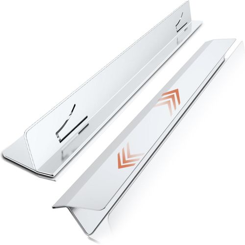 Kalanka-Lot De 2 Plinthes De Cuisine En Acier Inoxydable Pour Plan De Travail - Pour Plaques De Cuisson - Largeur : 0,79 Pouces Et Longueur Réglable De 33,8 À 27,5 Cm - Scelle Les Liquides Renversés
