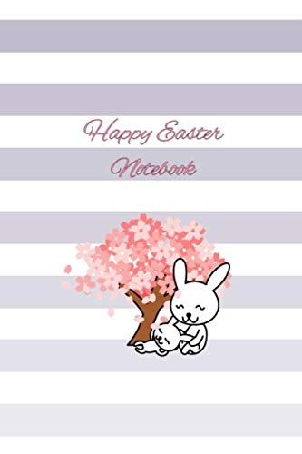 Happy Easter Notebook: Lined Colorful Notebook With Kawaii Bunnies For Especially For Kids 100 Pages With Softback Glossy Cover
