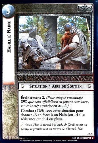 Carte Le Seigneur Des Anneaux : Cavalier Noir - Habileté Naine 12 C 6