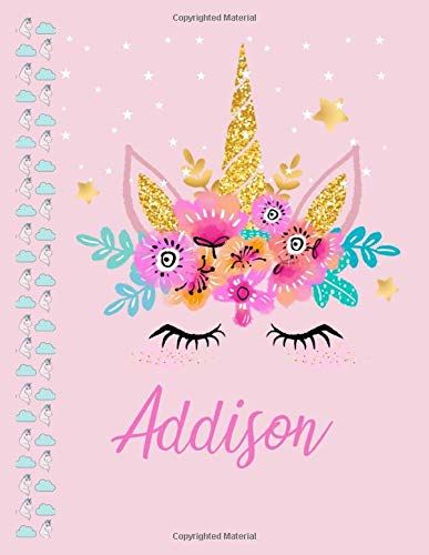 Addison: Addison Personalized Name Sketchbook Drawing Paper Sheet Notebook Without Line Journal With Name On Cover 109 Marble Size 8.5inch X 11inch Girl Boy Men Or Women Happy Birthday Gift Or Friends