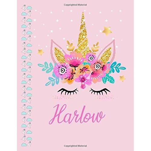 Harlow: Harlow Personalized Name Sketchbook Drawing Paper Sheet Notebook Without Line Journal With Name On Cover 109 Marble Size 8.5inch X 11inch Girl Boy Men Or Women Happy Birthday Gift Or Friendshi