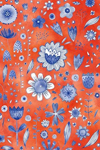 Notes: A Blank Isometric Graph Paper Notebook With Indigo Watercolor Flowers On Coral Cover Art