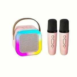 Machine de karaoké K12 avec 2 microphones sans fil,ensemble de haut-parleurs cadeaux portables sans fil,pink with 2 mic