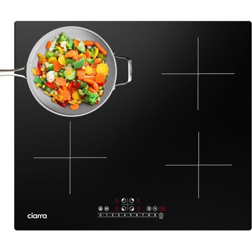 SUBZONAL-CBBIH4B 7200W Plaque de Cuisson Encastrable 4 Foyers- Boost Fonction- Commande Tactile - en Verre Ceramique -9 Niveaux de Puissance - Verrouillage d'enfant-Noir