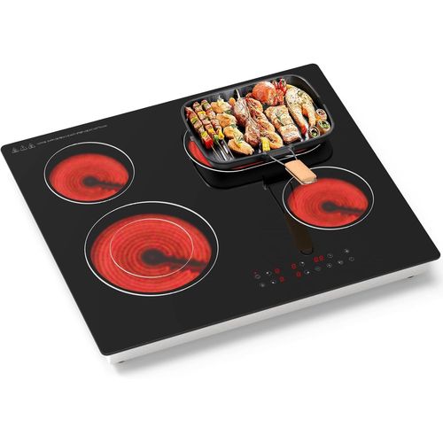 SUBZONAL-60 cm 4 feux plaque de cuisson électrique, 4 dominos infrarouges, vitrocéramique 230 V, plaque de cuisson en verre