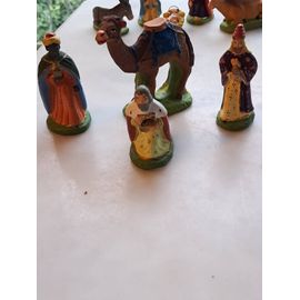 Lot De 4 Santons Des Ateliers Carbonel : Les Rois Mages Et Leur Chameau