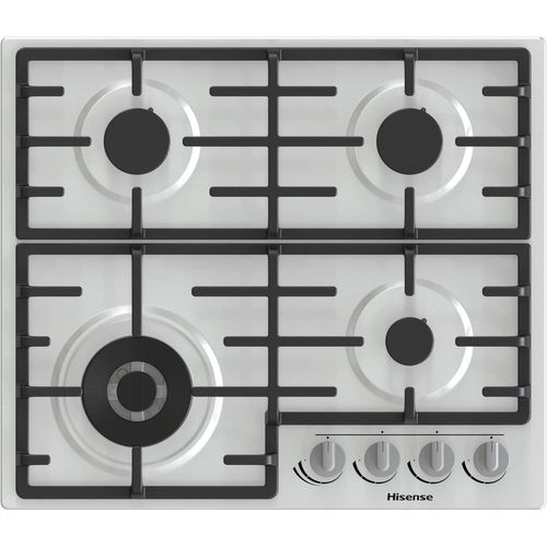 SUBZONAL-GM663XB Plaque de cuisson à gaz, 4 zones de cuisson, largeur 60 cm, brûleur wok double couronne et grilles en fonte, allumage intégré, anti empreintes digitales en acier inoxydable