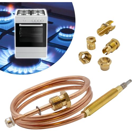 SUBZONAL-Kit thermocouple longueur 600 mm pour température gaz, four, cuisson, cuisson, chaudière, chauffage, brûleurs, universel, 5 écrous - tension sortie 30 mv, diamètre diamètre diamètre 3 mm