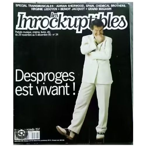 Les Inrockuptibles N° 34 _ Du 29 Novembre Au 5 Décembre 1995 _ Pierre Desproges Est Vivant ! _ (Couverture Fond Noir)