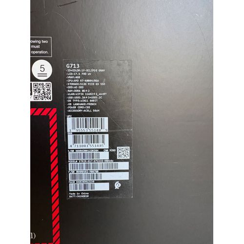 Asus Rog Strix-G17-G713IE - 17.3" AMD Ryzen 7 4800H - 2.9 Ghz - Ram 16 Go - SSD 500 Go