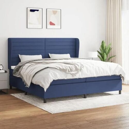 3128075 vidaXL Lit à sommier tapissier avec matelas Bleu 200x200 cm Tissu