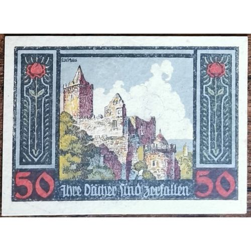 Billet Allemagne 50 Pfennig 1921 Rudelsburg Grm 1143,1 3/5