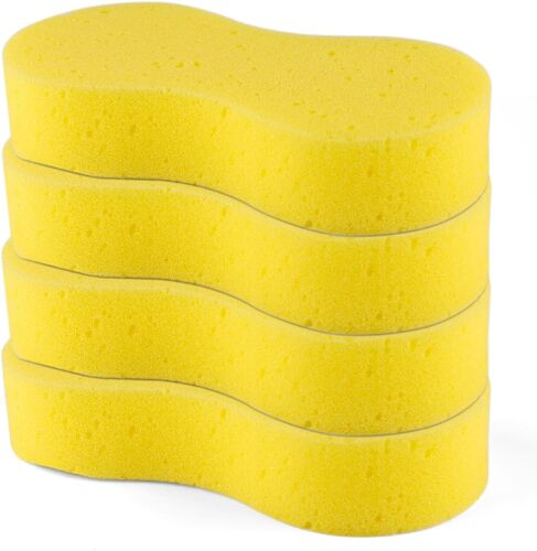 MEVRONISSHOP-4 PCS Eponge Voiture, Grosse Eponge Travaux, Convient pour Le Nettoyage De Voiture, Pare-Brise Et Carrosserie - Jaune (23 X 11 X 4,5 cm)
