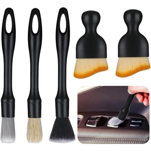 Mevronisshop-5 Pièces Pinceau Detailing Auto,Pinceaux Nettoyage Voiture,Pinceau Nettoyage Voiture,Detailing Brush,Brosse Nettoyage Voiture Pour L'extérieur De La Voiture,L'intérieur Kit Nettoyage Voi