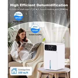 GUES-Déshumidificateur D Air Electrique 1500 Ml | 2 Niveaux Mode Veille | Lumière Led 7 Couleurs | Avec Arrêt Automatique | Portable | Ultra Silencieux | Pour Chambre/Salle De Bain/Placard