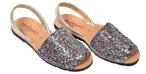Sandale Nu Pieds Fille Premium Cuirs Chaussure D'été Qualité Et Confort 550 Glitter Multicolore
