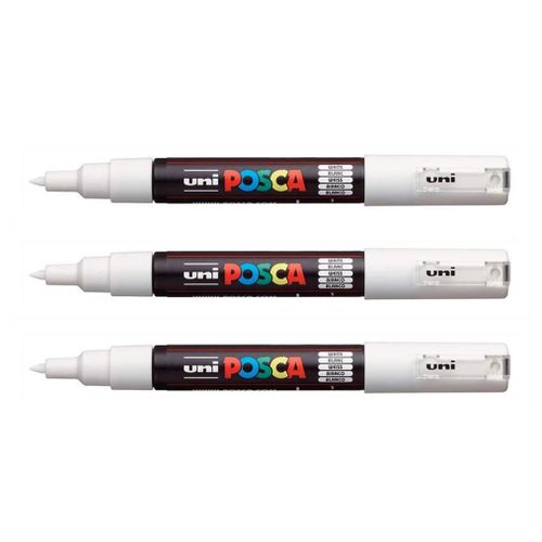 Posca Lot De 3 Marqueurs Pointe Conique Extra-Fine Pc1mc 0,7 - 1mm Blanc