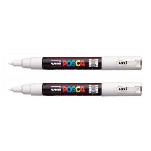Posca Lot De 2 Marqueurs Pointe Conique Extra-Fine Pc1mc 0,7 - 1mm Blanc