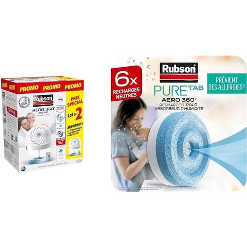 GUES-Pack Anti-Humidité Complet Aéro 360° Pure : Lot De 2 Absorbeurs D'Humidité + 8 Recharges De 450 G \U2013 Déshumidificateurs D`Air Pour Pièces Jusqu`À 20 M² \U2013 Recommandé Par L`Afpral*