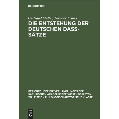 Die Entstehung Der Deutschen Daß-Sätze
