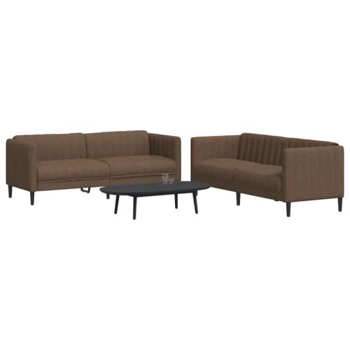Vidaxl Ensemble De Canapés 2 Pcs Marron Tissu