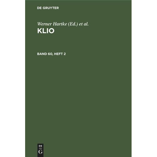 Klio. Band 60, Heft 2