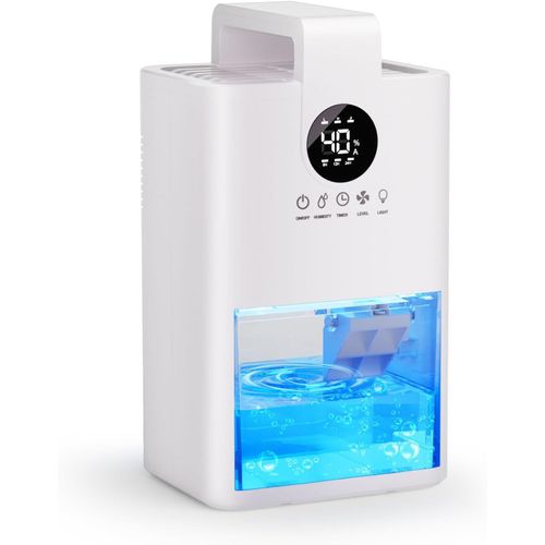 GUES-Déshumidificateur D'Air 1000Ml, Déshumidificateurs Electrique Silencieux Maison Avec Écran, Lumières À 7 Couleurs, 24H Sommeil Timer, Arrêt Automatique, Pour Bain, Chambre, Armoire