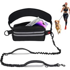 Chicslick-Laisse Canicross Chien, Jogging Mains Libres Pour Chiens Avec Ceinture Et Sac Banane Détachable, Anti Traction Harnais Avec Couture Réfléchissante, Élastique 1,45-2m Pour Course À [X121]