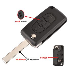 Coque De Clé De Voiture À Clapet,2/3 Boutons,Pour 207 307 308 407 607 Partner,Citroën C2 C3 C4 C5 C6 Xsara,807 - Type 3b Trunk Hca Ce0536-For Citroen