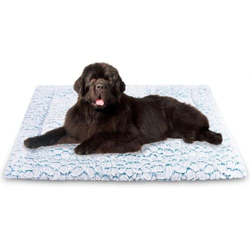 Tapis Chien Court En Peluche Pour Chiens De Moyen Taille, Matelas Chien, 94 X 61 Cm, Bleu