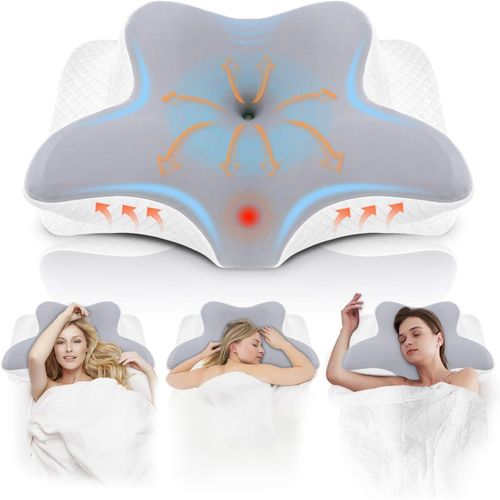 Oreiller Ergonomique Mousse À Mémoire De Forme, Oreiller Ergonomique Cervical Pour Les Dormeurs Sur Le Côté, Le Dos Et Le Ventre Pour Améliorer La Qualité Du Sommeil, 62 * 41 * 11/13 Cm