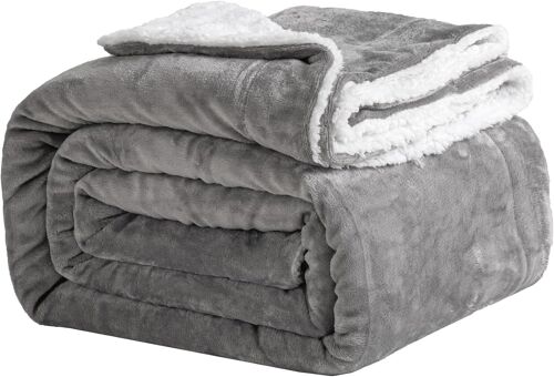Ulteronixshop-Plaid Douillet, 150 X 200 Cm, Gris, En Polaire, Couverture Sherpa, Jeté De Canapé, Chaude Et Douce Pour L'hiver (Gris, 150 X 200 Cm)