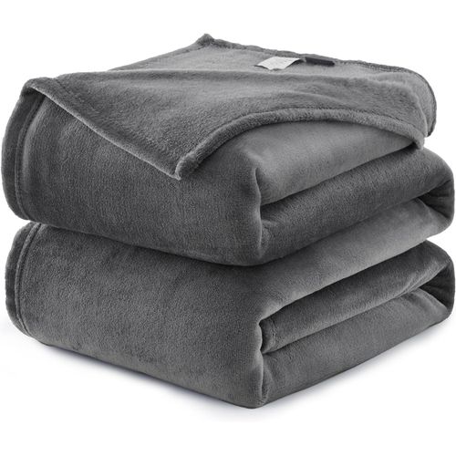 Kalanka-Plaid Couverture Polaire Flanelle En Microfibre, Jeté De Canapé 220x240 Gris Anthracite, Couverture Lit Jete De Canape 2 Personnes, Plaid Fourrure Grand Chaud Et Doux En Peluche, 240x220