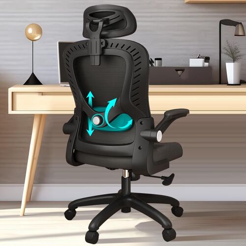 SUBZONAL-Chaise de Bureau - Ergonomique avec Support Lombaire, Accoudoirs, Appuie-tête réglables, Fauteuil d'ordinateur Pivotant à Haut Dossier Confortable pour Bureau à Domicile
