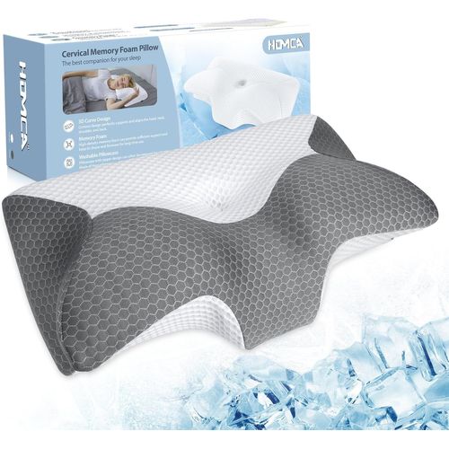 Oreiller Ergonomique Cervical, Oreiller Memoire Forme Avec Taie D¿Oreiller Fraîche Et Respirante, Oreiller Orthopédique Pour Les Dormeurs Sur Le Côté, Le Dos Et Le Ventre 60 * 35 * 8/12cm