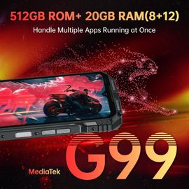 DOOGEE S118 2024 20 Go + 512 Go Smartphone Incassable Helio G99 Android 14, 10800mAh/33W, 120Hz 6.58" FHD+, 50MP+12MP Version Nuit Antichoc, IP68/ IP69K/ 4G Dual SIM/NFC - Rouge