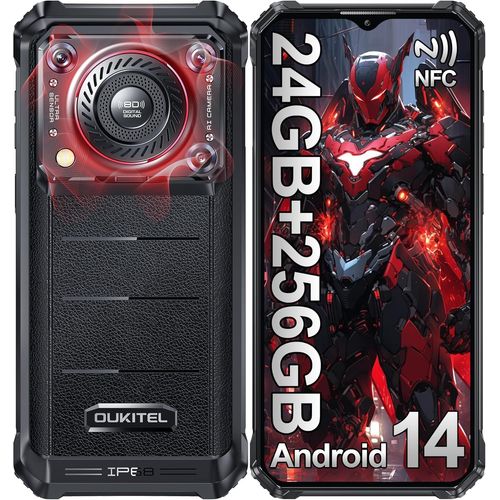 SUBZONAL-WP36 Pro Téléphone Portable Incassable Android 14, 24GO RAM 256GO ROM/1TO, Smartphone Incassable 10600mAh, 128dB Haut-Parleur, Écran 6.52, Telephone de Chantier 4G Dual SIM/13MP/GPS/NFC/OTG