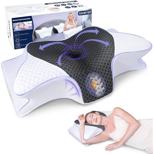 Oreiller Ergonomique Cervical, Oreiller Orthopédique À Mémoire De Forme Pour Le Soutien De La Nuque, Oreiller Pour Le Sommeil Sur Le Côté Et Le Dos Pour Détendre Les Muscles, 60x35,5x13/10cm