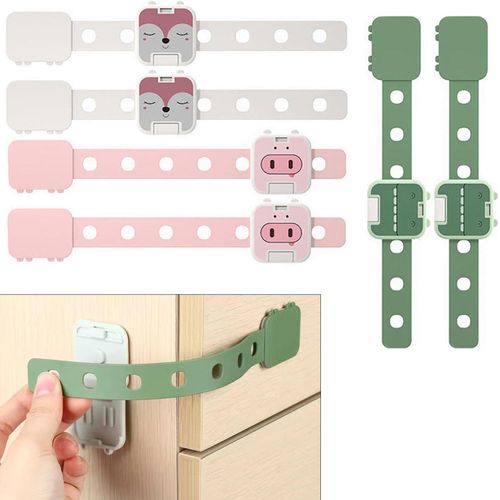 Bloque Tiroir,6 Pièces Réglable Tiroir,Réfrigérateur,Cuisine,Adhésif Pour Serrure D'armoire Sans Perçage Avec Colle-Facile À Installer Sans Outils