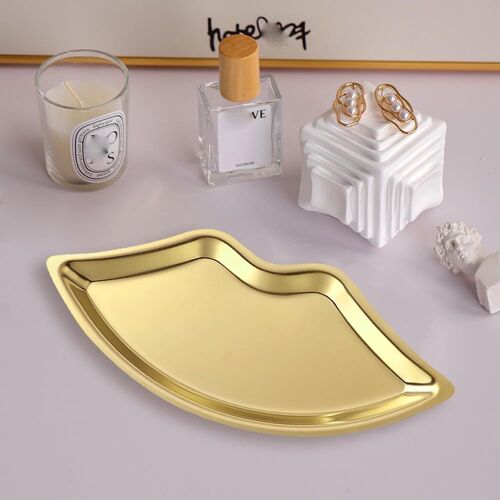 Plateau Miroir Doré En Acier Inoxydable Or