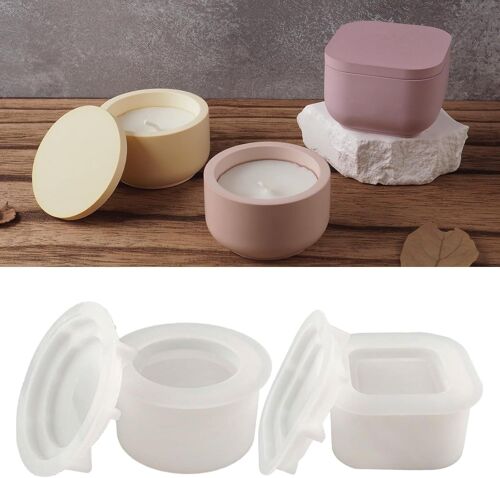 Ershi-Moule En Silicone Bougeoir,2 Pièces Diy Résine Époxy Moules,Moule En Silicone Pour Pot De Fleurs Pour La Fabrication Artisan[642]
