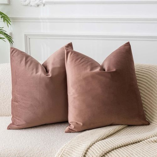 Cauc-Housses De Coussin En Velours Confiture 60x60 Cm Lot De 2 Pour Salon Canapé Chambre Carrées Solides Douces Avec Zip Invisible