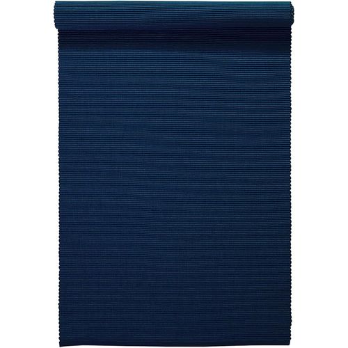 TIANYI-UNI Chemin de Table 45x150 cm, Coton Côtelé, Lavable en Machine, Bleu Nuit
