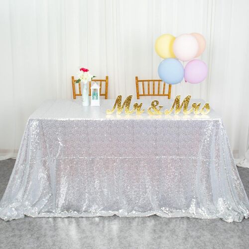 Sjzg-Nappe À Paillettes D`Argent 60x102 Pouces Décor De Banquet De Mariage Rectangulaire (150x260cm) - Fête Scintillante De Luxe
