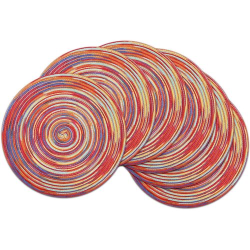 Kalanka-Sets De Table Coton Tressé Lot De 6 Set De Table Rond Lavable Résistantes À La Chaleur Décoré 38x38cm