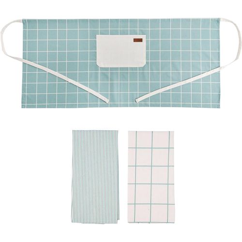 Sjzg-Set Tablier Et 2 Torchons De Cuisine Recyclés, 50 X 110 Cm/40 X 60 Cm