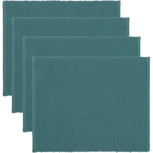 Tianyi-Uni Set De Table Lot De 4 35x46 Cm, Coton Côtelé, Lavable En Machine, Gris Foncé Turquoise