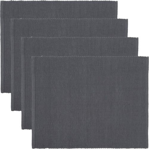 Tianyi-Uni Set De Table Lot De 4 35x46 Cm, Coton Côtelé, Lavable En Machine, Gris Foncé